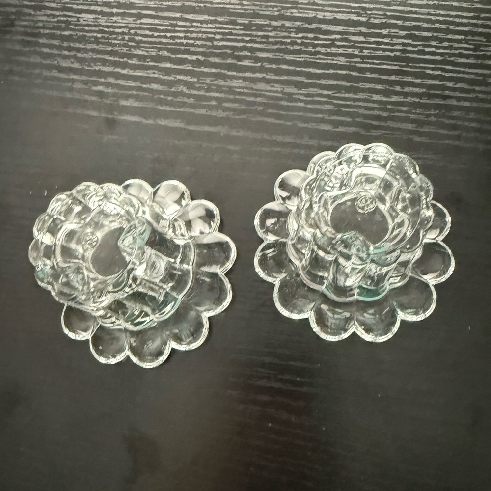Vintage Borgonovo | 2 Pc Glass Candleholder Set in Box | Queen Made in Italy - Picture 6 of 9